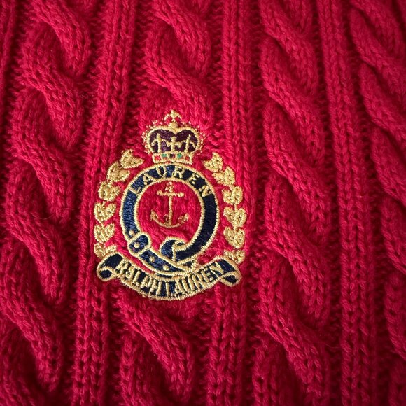 Lauren Ralph Lauren Crest Red Cable Knit Crest Sweater | Women’s 3X - Picture 4 of 5